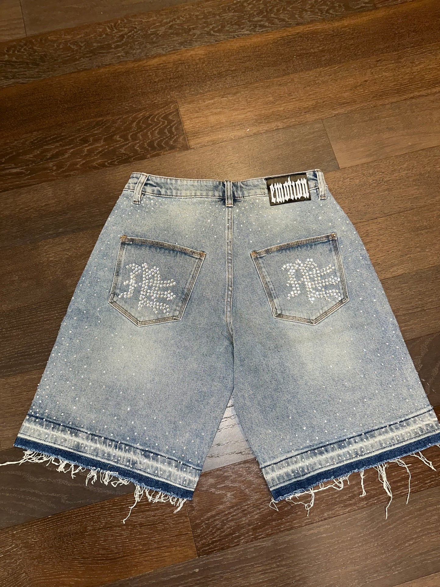 Mixed emotions ‘ME’ Rhinestone Denim Shorts