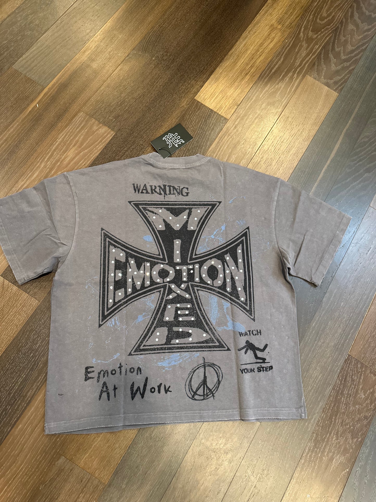 Mixed emotions friends rhinestone tee