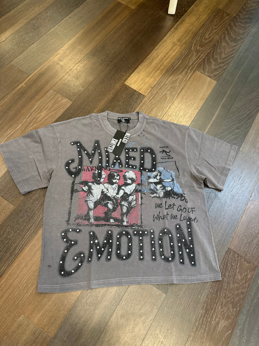 Mixed emotions friends rhinestone tee