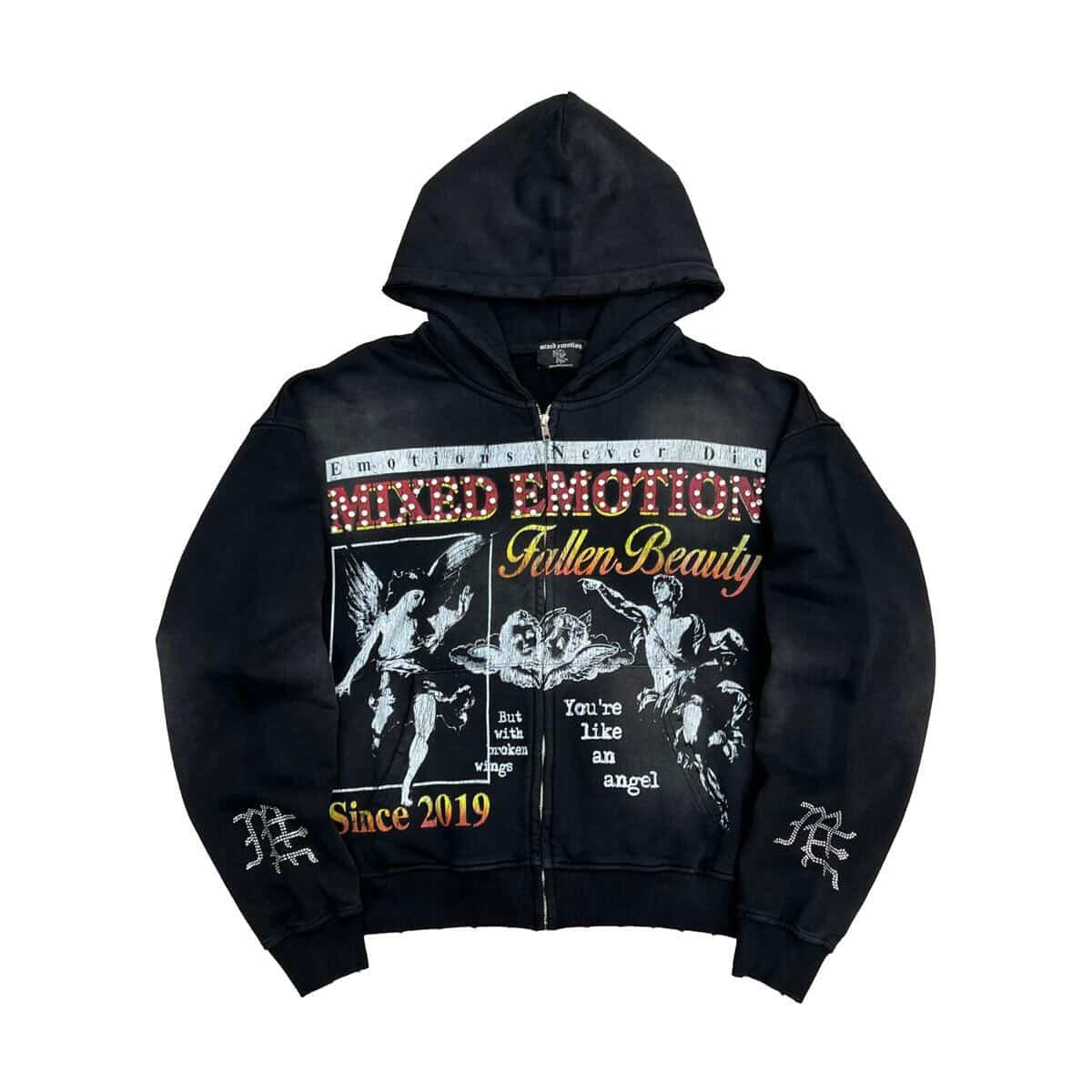 ‼️Mixed emotions “broken wings” zip up hoodie🔥💎