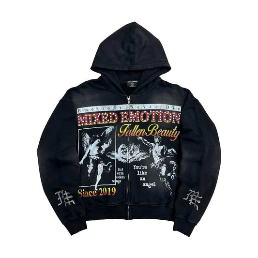 ‼️Mixed emotions “broken wings” zip up hoodie🔥💎