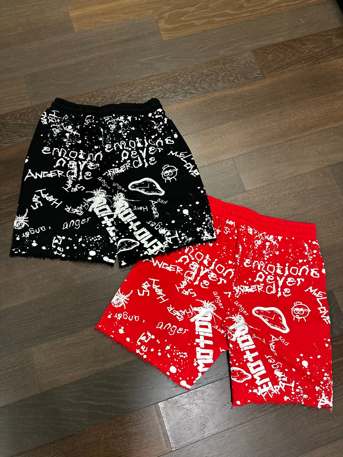 Mixed Emotions Graffiti shorts Red / Black