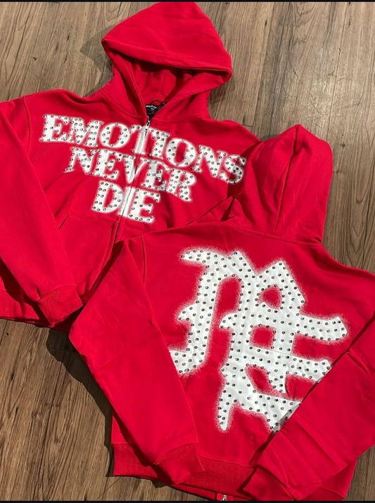 Mixed Emotions Zip Up Hoodie “Emotion Never Die”